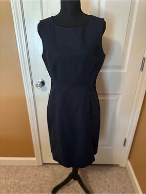 Tahari Navy Sleeveless Sheath Dress